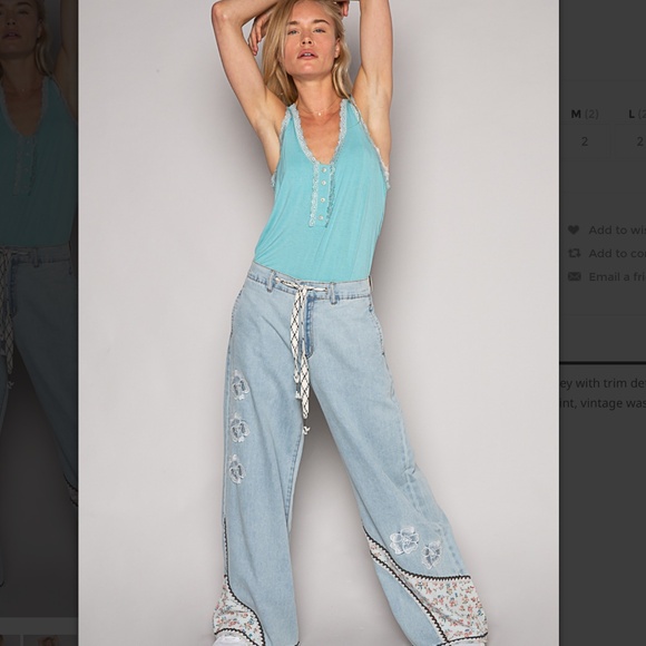 POL “ Sadie ” POL Jersey Tank Top with Lace Trim Detail 68 - Picture 5 of 5